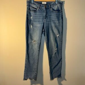 Nichole Miller New York SOHO Size 8 High Rise Skinny Crop Distressed Jeans
